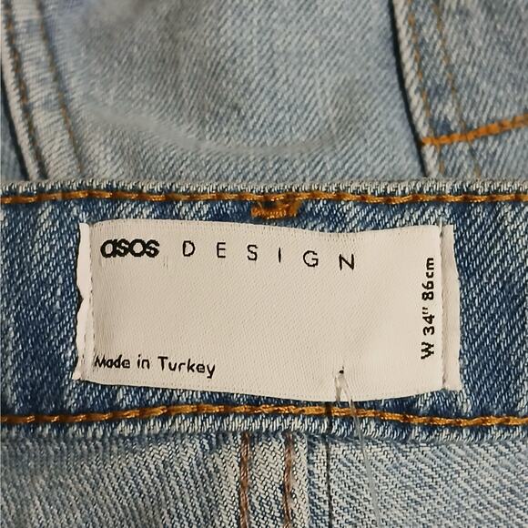 Asos Womens Denim Jeans Shorts Size 34 Waist Blue Deconstructed Gorpcore Casual - Picture 5 of 8